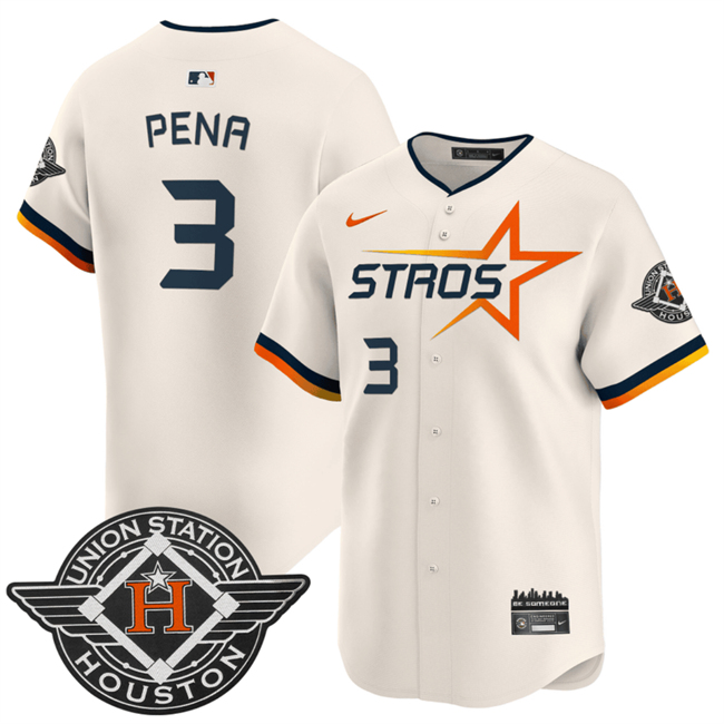 Men's Cream Houston Astros #3 Jeremy Peña 2025 City Connect Limited Stitched Baseball Jersey